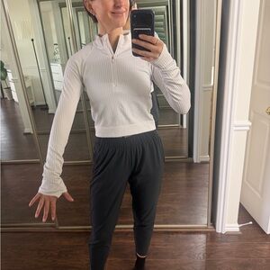 Lululemon Athletica White Ribbed Sweatshirt